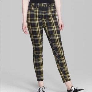 WILD FABLE YELLOW AND BLACK  HI RISE TARTAN PLAID PANTS SZ 12